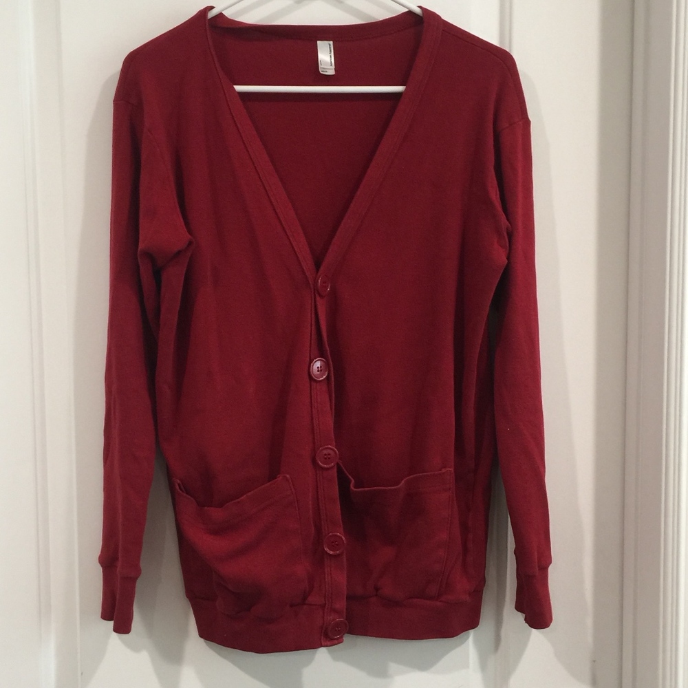 American Apparel Red Long Cardigan XS/S